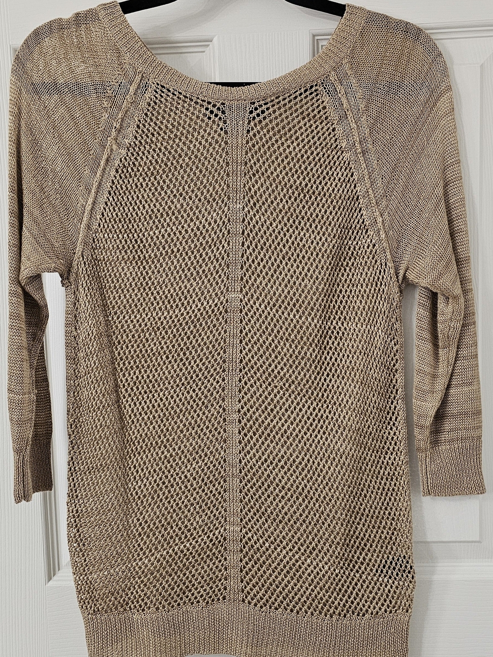 Ralph Lauren Open-Knit Scoop Neck Sweater in Beige